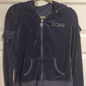 BCBG Navy Blue Velour Hoodie